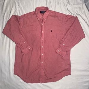Ralph Lauren Golf Tilden Shirt Large Classic Fit Red Long Sleeve Oxford